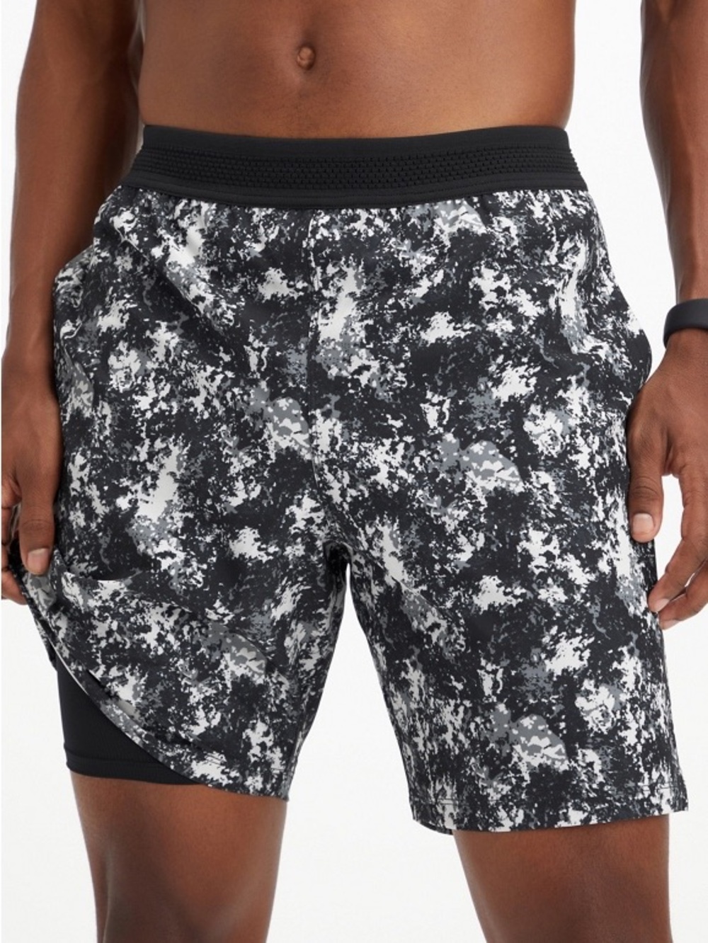 Fabletics Black White Camo Fundamental Shorts